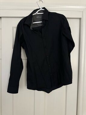 Black Men's Dress Shirt - Classic Button-Up